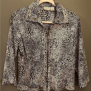Chico's Black and Creme Animal Print Jacket - Size 0